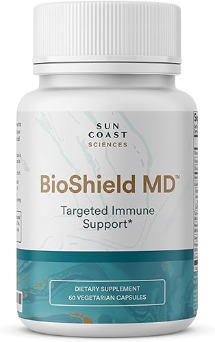 SUN COAST SCIENCES BioShield MD de Premium Immunity Support con vitamina C, vitamina D, zinc y más - 60 cápsulas - para concentración y claridad