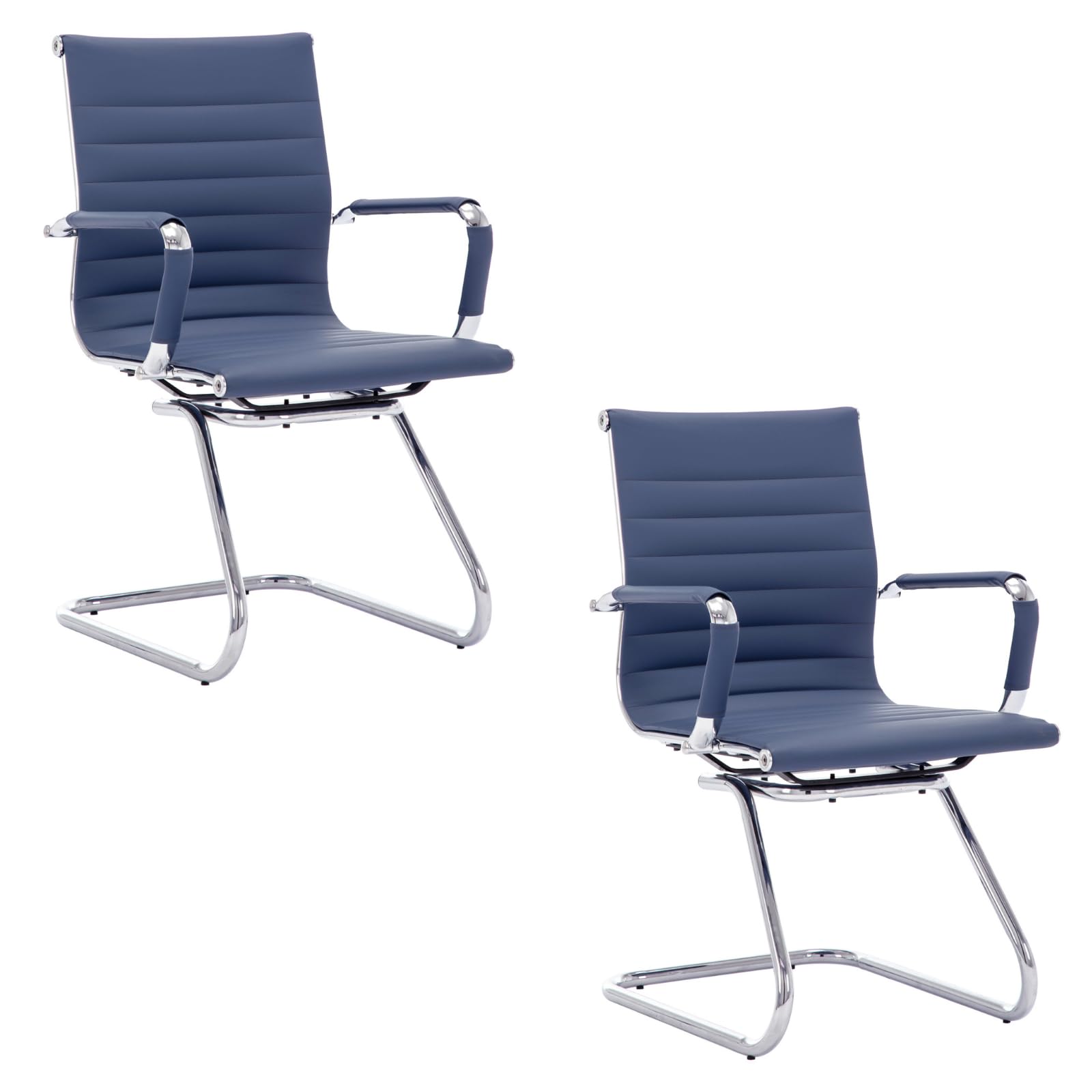 chairus PU Leather Office Chairs 2pcs Metal Conference Chairs, Blue