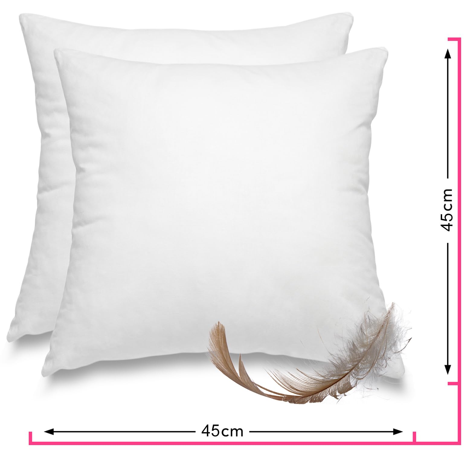 wometo Premium-line Zestaw 2 poduszek z piór 90% pióra 10% puch 45 x 45 cm - 500 g OekoTex wypełnienie poduszki poszewka bawełniana biała I wewnętrzna poduszka / wypełnienie poduszki 45 cm x 45 cm