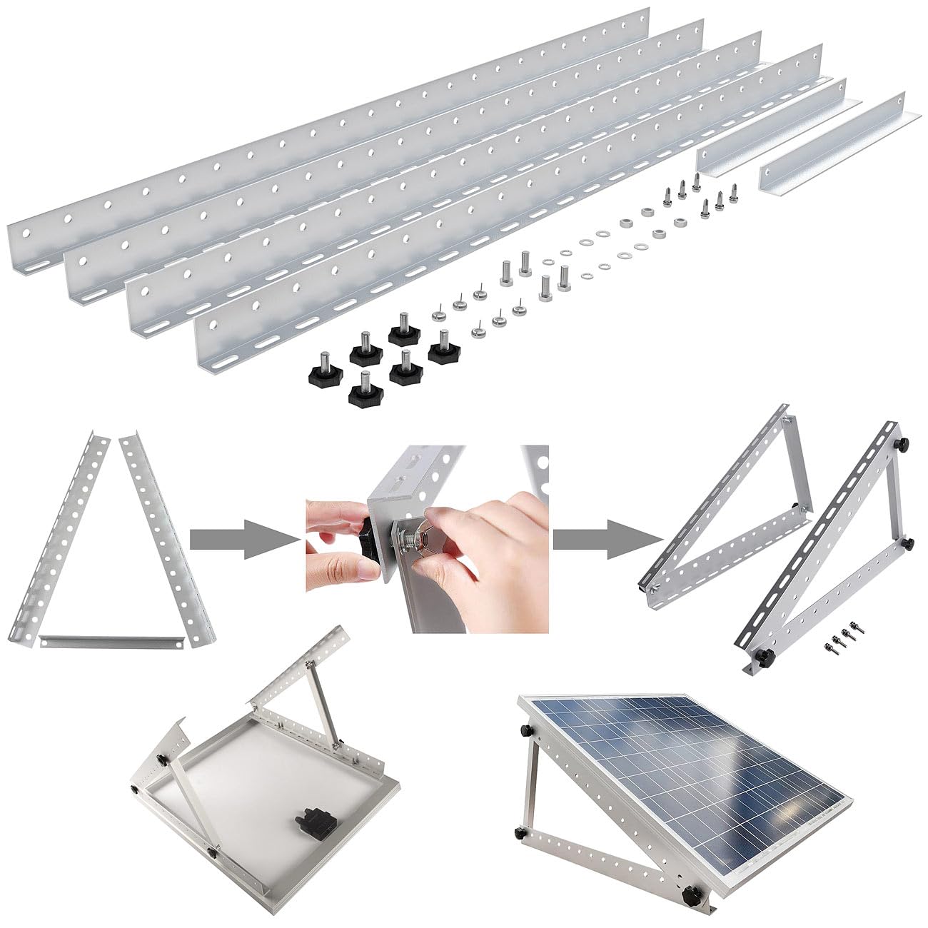 revolt Supporto regolabile in alluminio per pannello solare 48" / 118 cm, fino a 150 kg