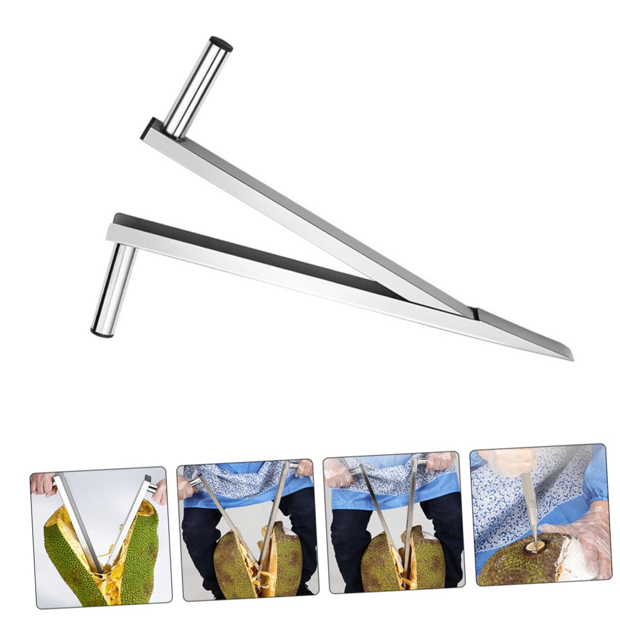 Jackfrucht Entkerner aus Edelstahl mit Ergonomischem Design, Silber