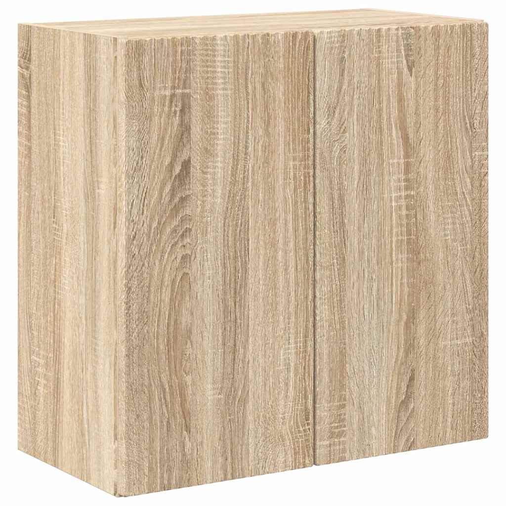 TV-Wandschrank, Holz, Sonoma-Eiche, 59,5 x 31 x 60 cm | Drehtüren 90°, Aufbewahrung mit mehreren Fächern, einfach zu installieren, Pflege mit feuchtem Tuch