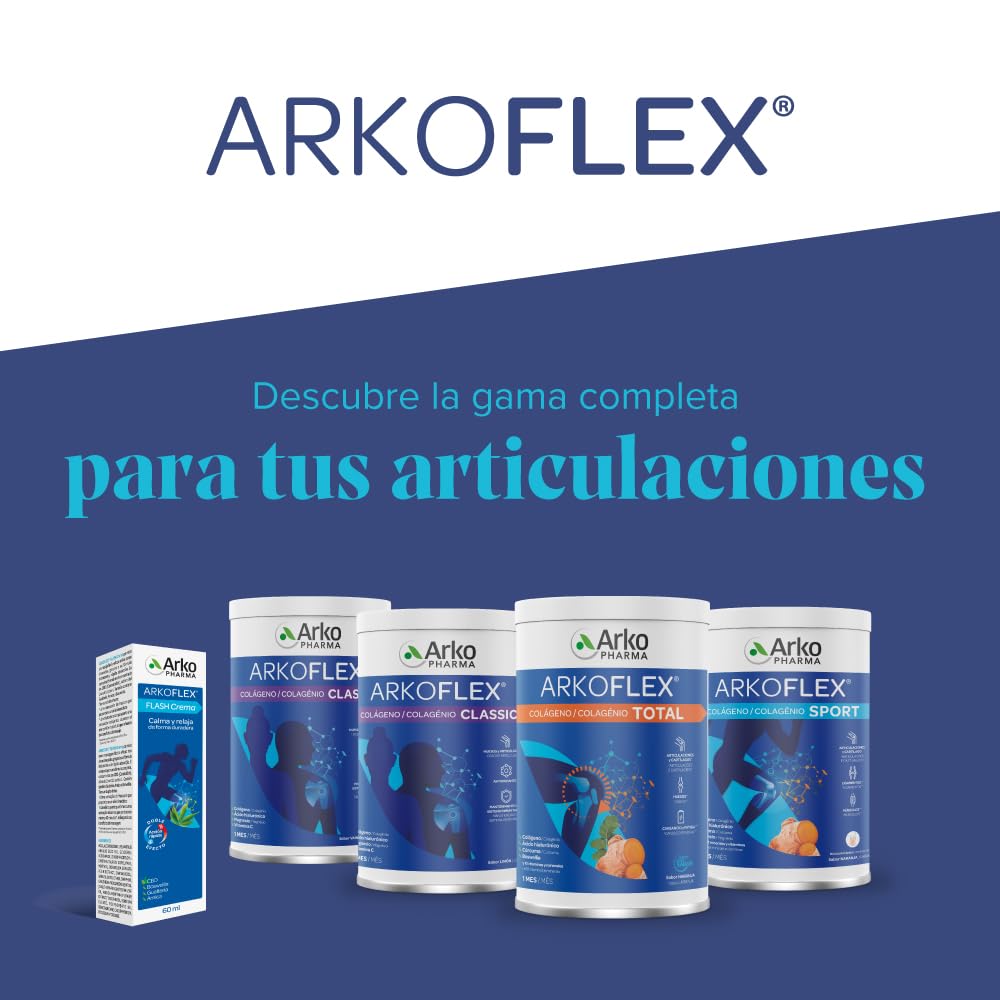 Arkopharma - Arkoflex Colágeno Sport, Pack 2 x 390 g, con Colágeno Hidrolizado y Tipo II, Ácido Hialurónico, Magnesio y Cúrcuma, Apoyo para Articulaciones, Cartílago y Músculos, Sabor Naranja, Polvo