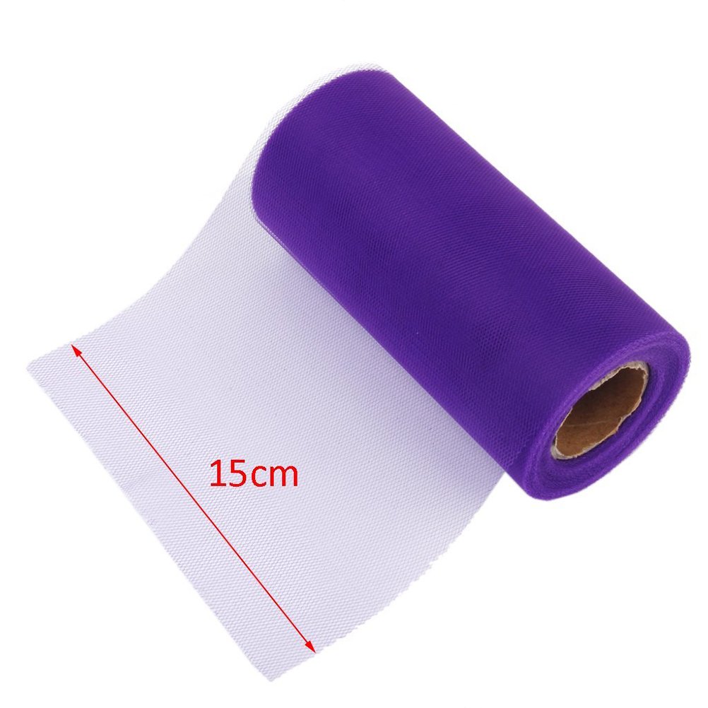 TOYMYTOY nastro di tulle per matrimonio nastro da tavolo Tutu Runner fai da te nastro di pizzo Rotolo artigianato decorazione 22 m x 15 cm, Poliestere, Dunkel Lila, 22m x 15cm