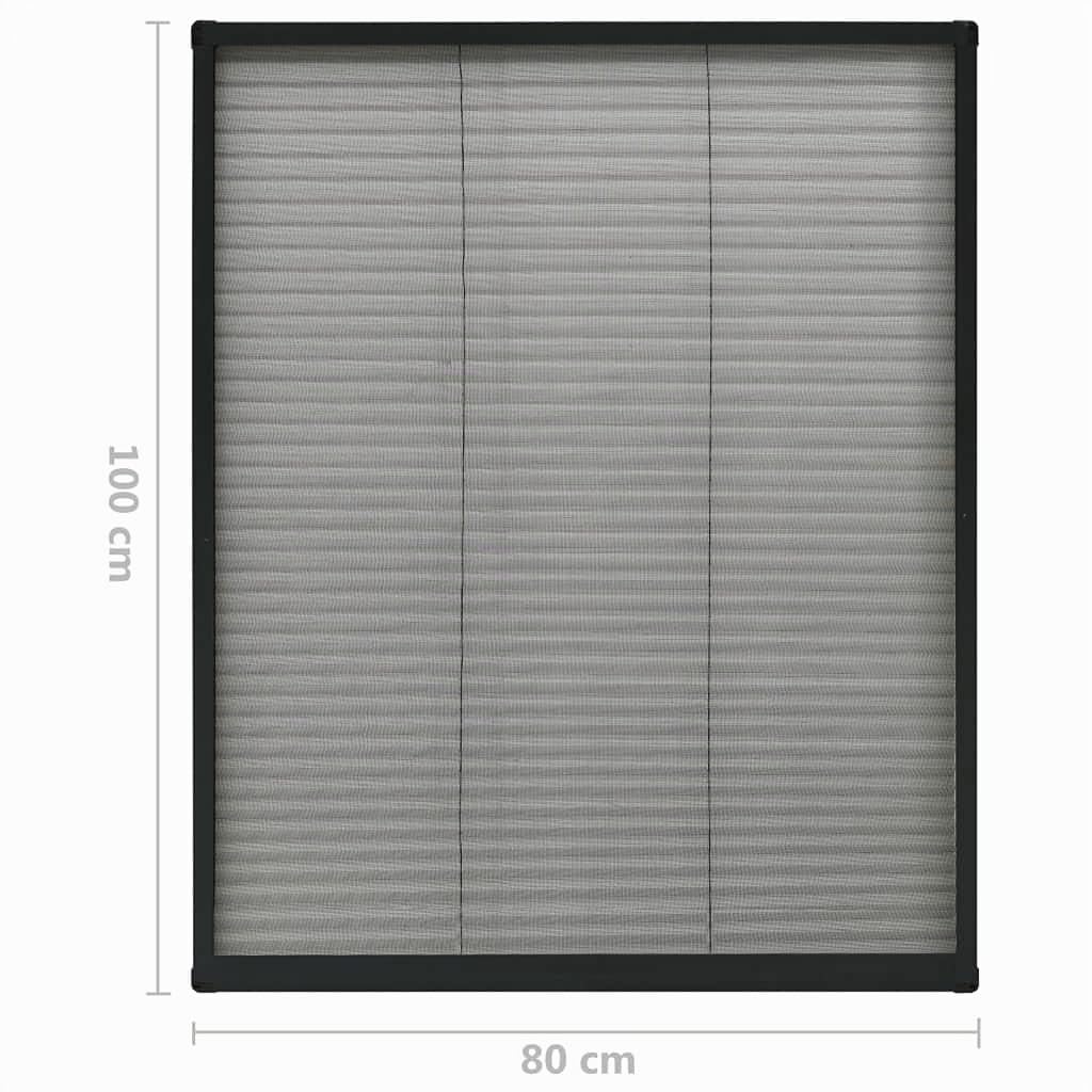 Moustiquaire Enroulable Alu pour Fenêtre de Toit, Store pour Fenêtre de Toit Plissée Aluminium Anthracite 80x100cm