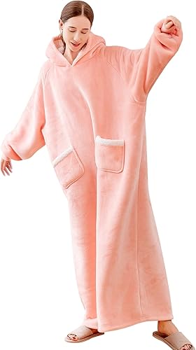 Aisbo Manta de sherpa con capucha, cálida sudadera con capucha para mujeres, hombres y adultos, cómoda y acogedora manta con capucha gigante y