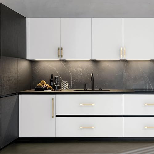 Miniatura 6 de Paquete de 10 tiradores de gabinete dorados de 5 pulgadas (5.039 in) moleteados para gabinetes de cocina, tiradores de cajón, accesorios de armario