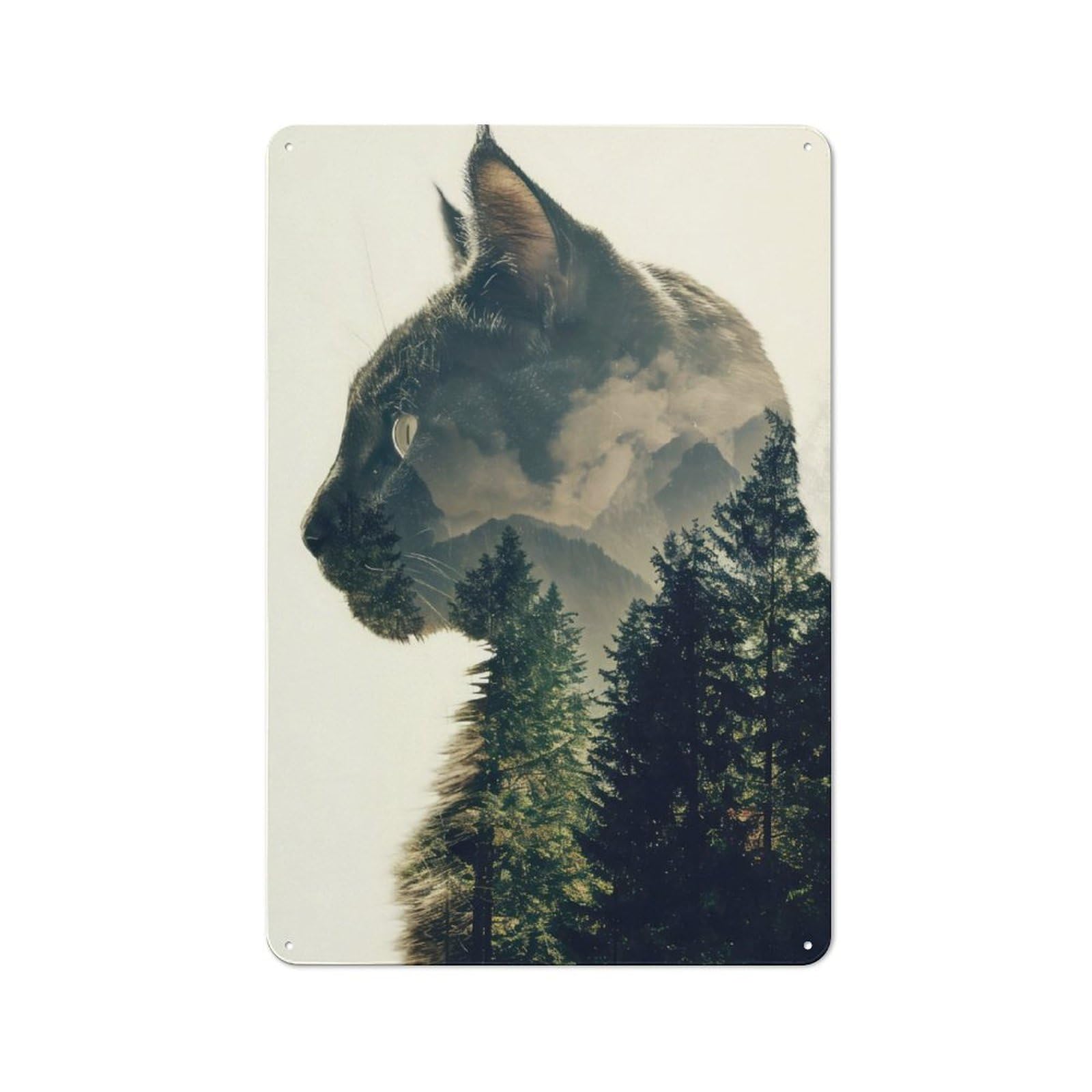 Junmoney Cat Nature Tin Wall Plaque 30X20cm With For Hallway Wall, For Home Interiors, Feature Walls And Decorative Displays