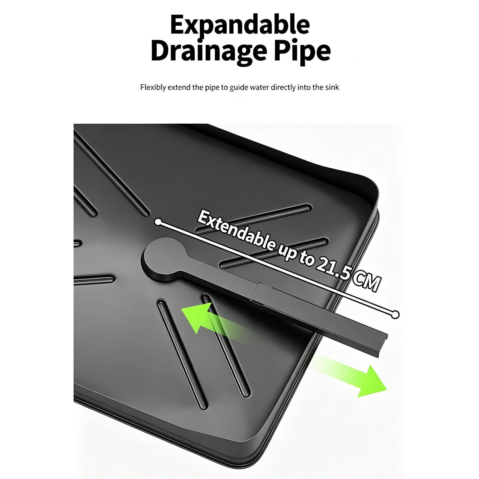Escurridor de Platos para Encimera de Cocina Escurridor de Platos Extensible de Acero Inoxidable con Bandeja Recogegotas y Portacubiertos Secador Boquilla Giratoria 360°Ahorra Espacio
