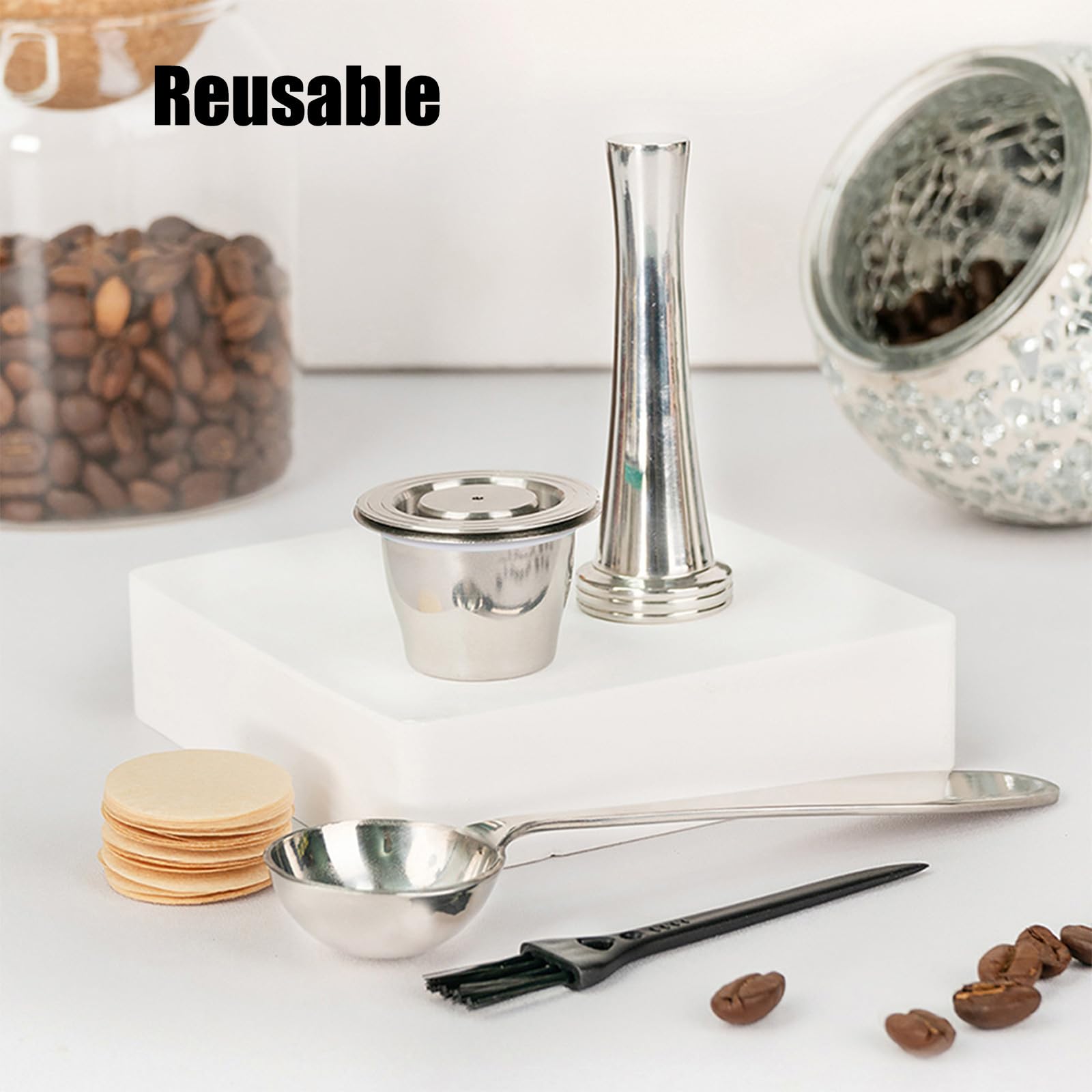PANGBOER Cápsulas de café reutilizables de acero inoxidable con filtro resistente a la corrosión para una extracción de sabor rico, fácil de lavar en lavavajillas