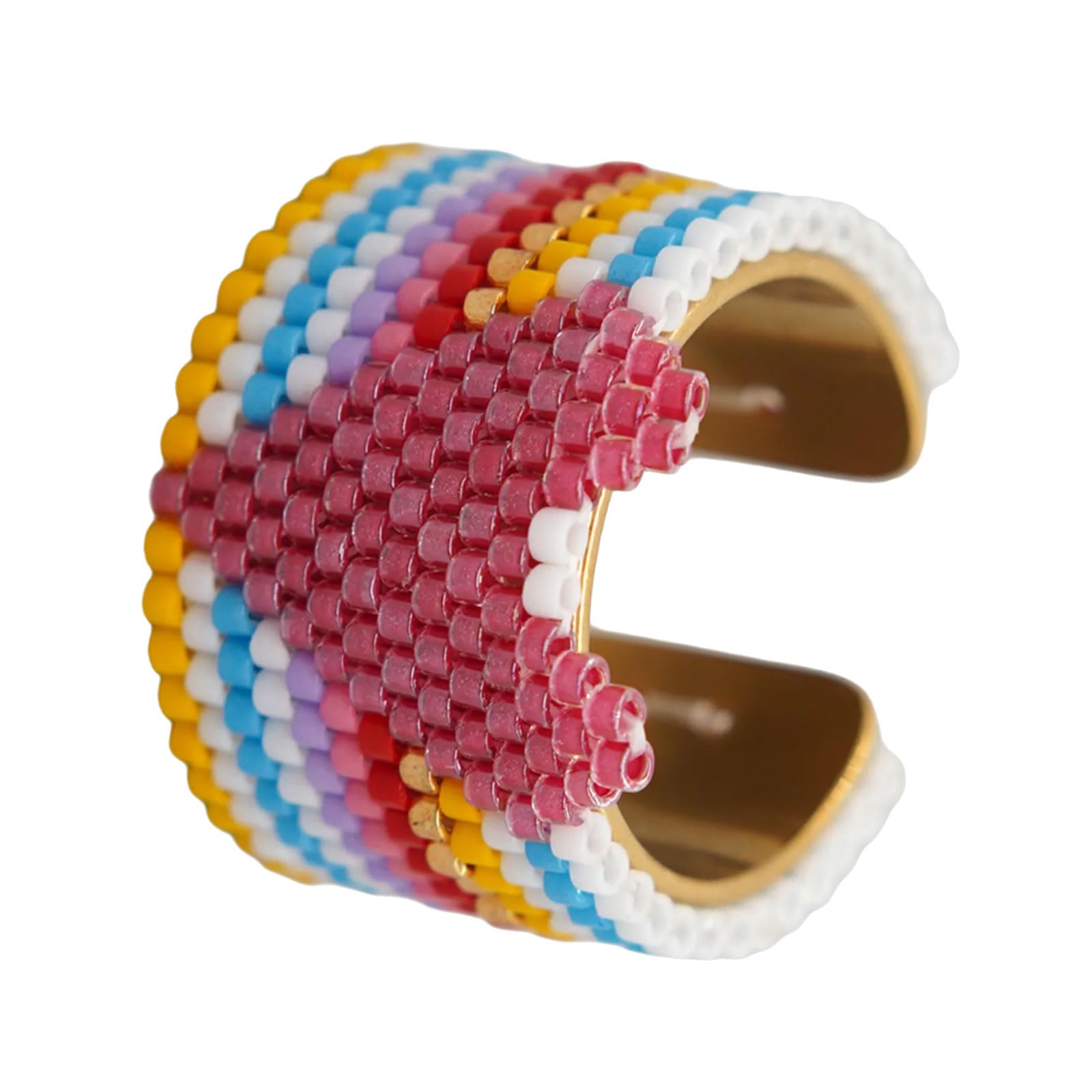 Unique Sequined Heart Hoop Old Beads Nonconformist Fashion Rustless Artisanal Jewelry for Women Handicraftsman Nonconformist Accessories