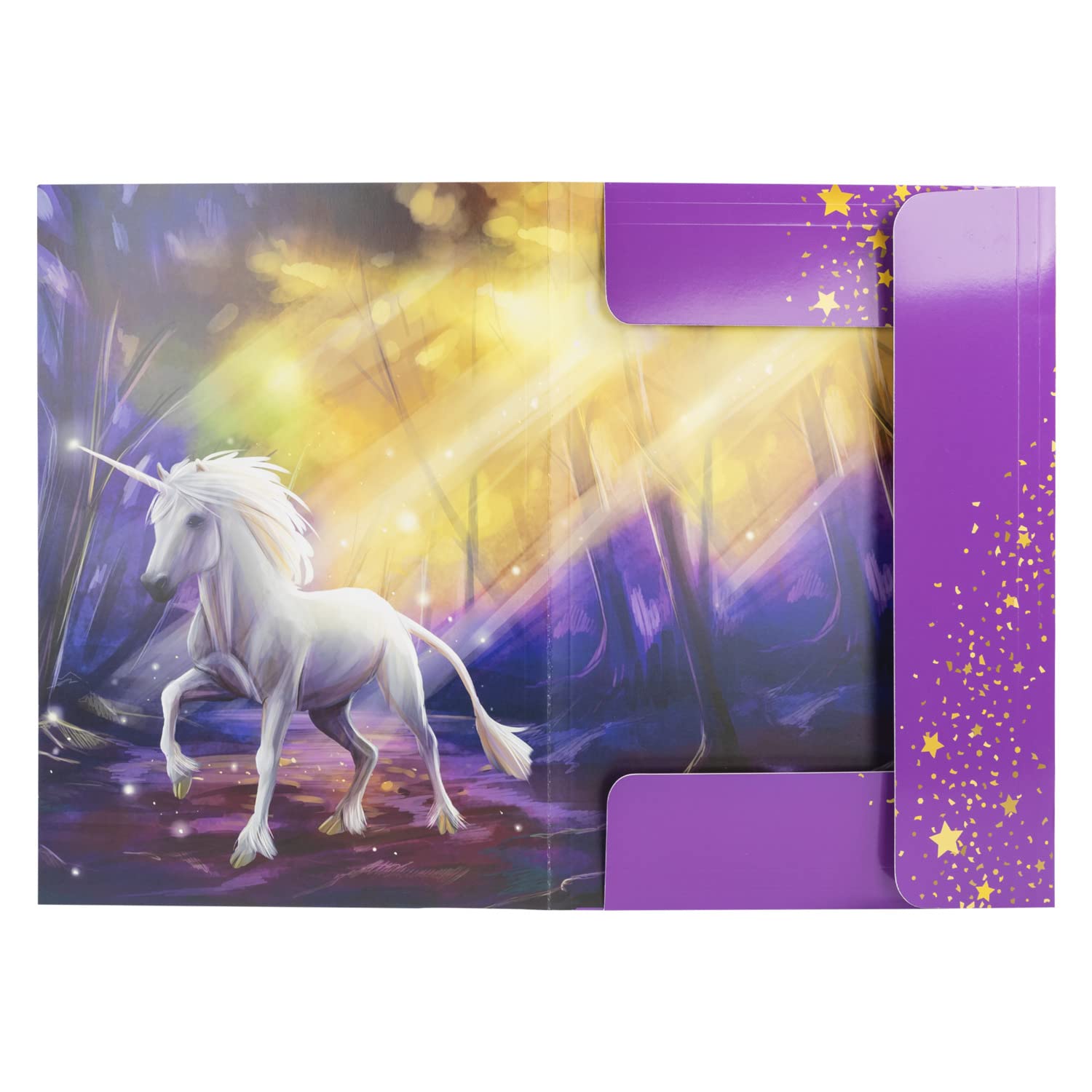 Idena 10841 Portfolio Folder A3 with Unicorn Motif, Made of Robust Cardboard, with Inner Flaps and Elastic Closure - Image 2
