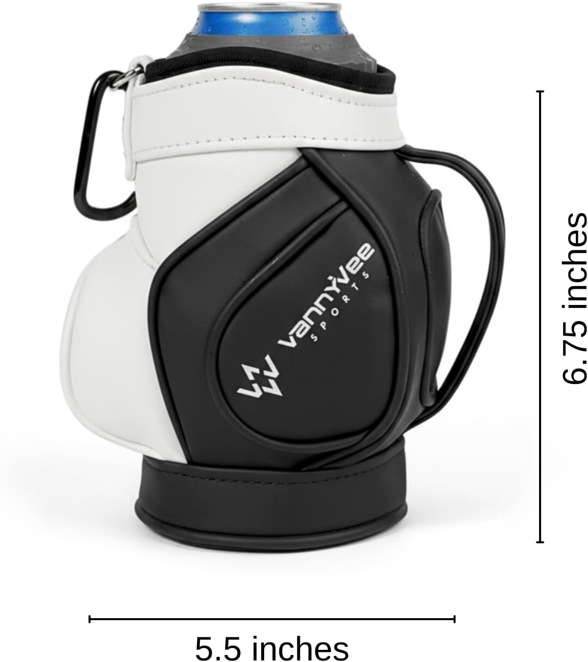Mini Golf Bag Drink Holder & 14oz Stainless Steel Tumbler Set - Fits Multiple Can Sizes & Mixed Drinks – Fun Accessory & Golf Gift for Men and Women