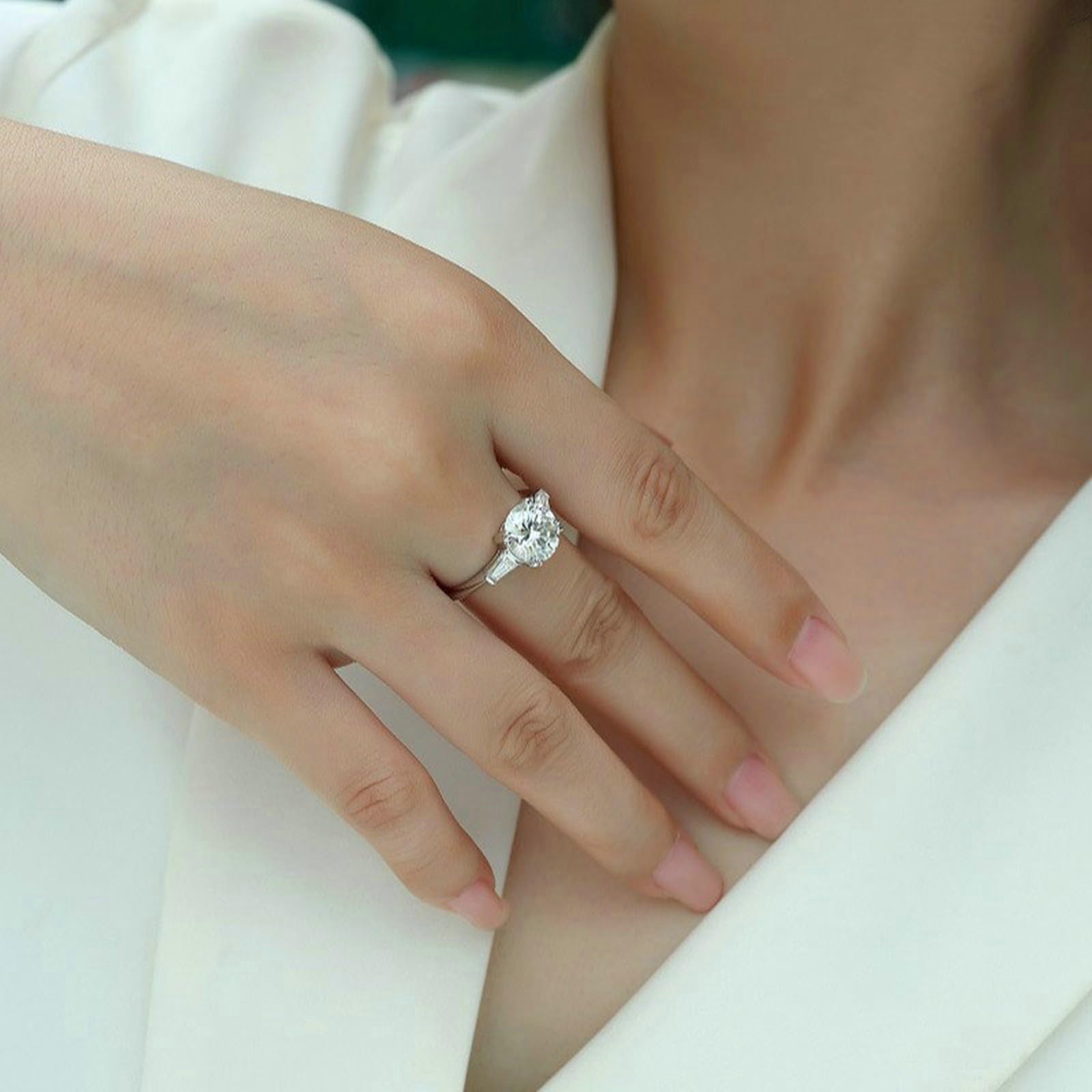 9K 14K 18K białe złoto Matching Rings, pierścionek zaręczynowy Moissanit Def 3ct Moissanit