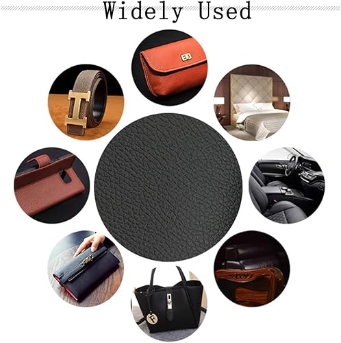 Miniatura 6 de Tela de piel sintética negra de 36 x 54 pulgadas, 1 yarda, 0.031 in de grosor, tapicería de cuero sintético, tela de cuero para tapicería, sofá,