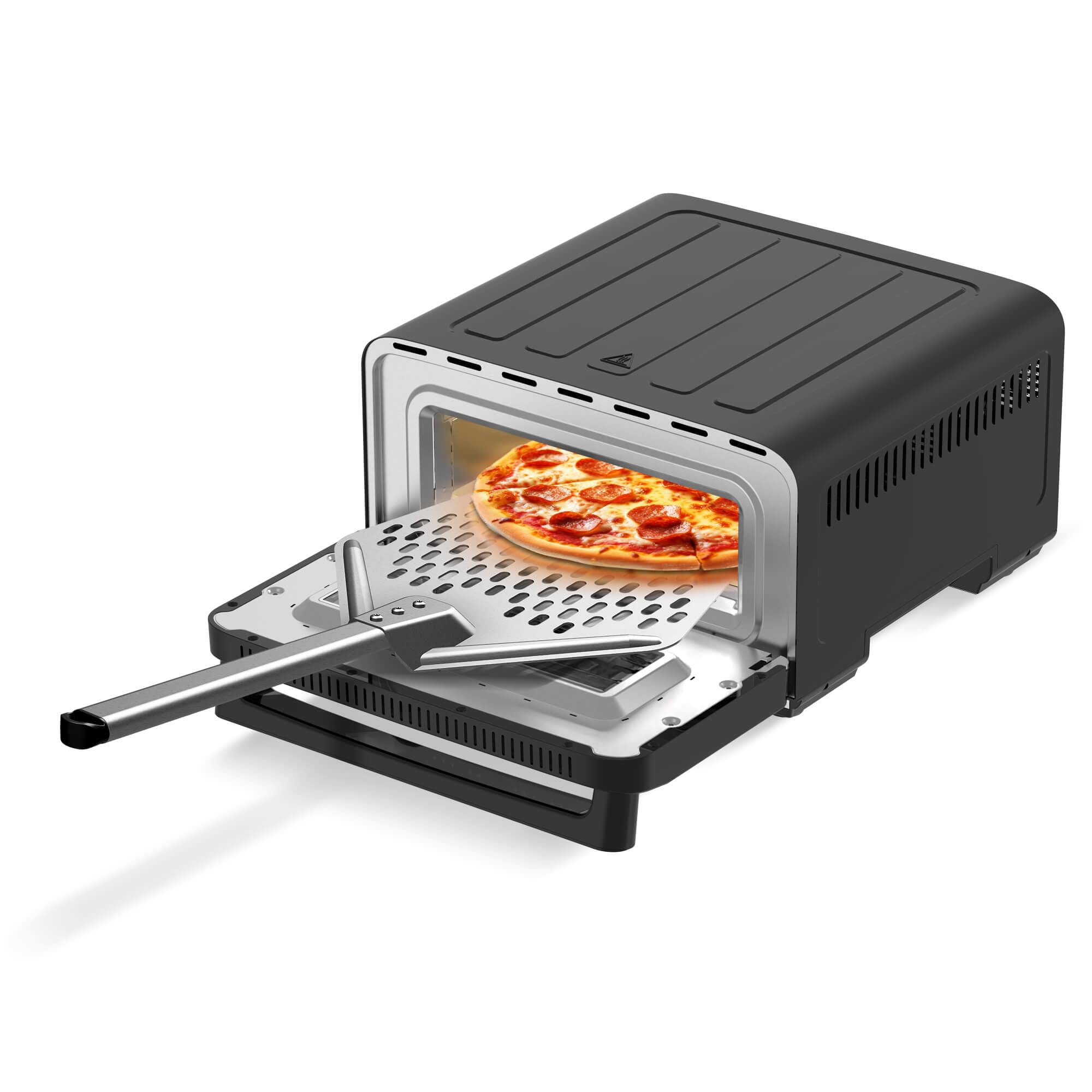 Turbotronic Four à pizza électrique jusqu'à 430 °C pour 31 cm (12") Pizza New York avec pierre à pizza – Utilisation intérieur/extérieur – 2000 W – Idéal pour maison, jardin, table ou cuisine mobile
