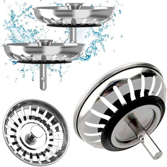 2Pcs Kitchen Sink Plug Strainer, Diameter 78mm Sink Strainer Basket