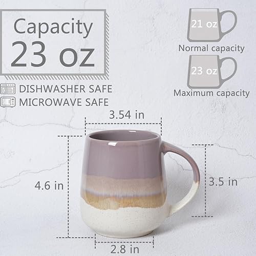Miniatura 8 de Bosmarlin Taza de café de cerámica extragrande, 23 onzas, apta para lavavajillas y microondas, taza de té grande de gran tamaño para oficina y hogar