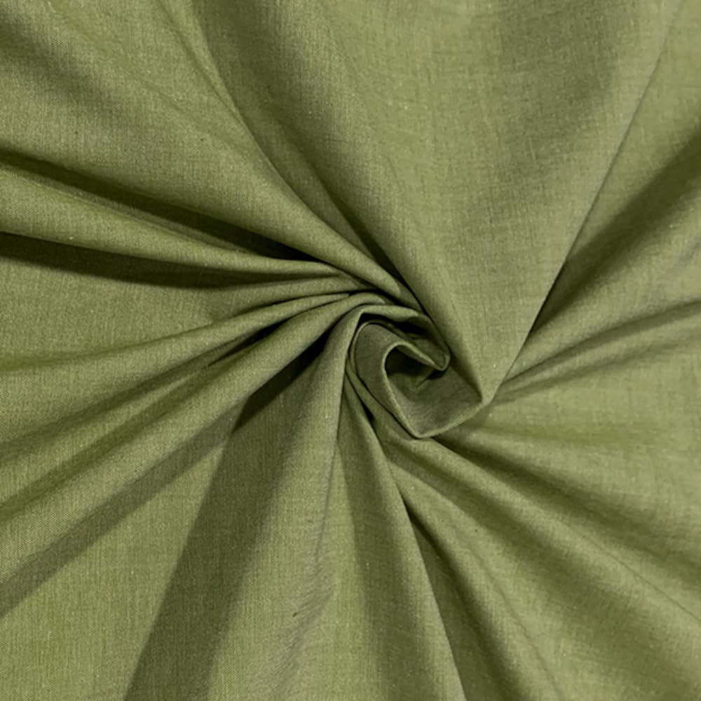 Oh Sew Crafty Limited Green Chambray Fabric Yarn Dyed Woven 100% Cotton Dressmaking 144Cm Wide (Price Per Metre) (Green)