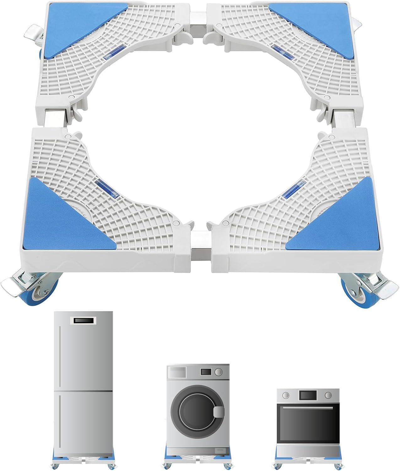 MAOPINER Multi-Functional Furniture Dolly Roller Base Adjustable Movable Base Refrigerator Stand for Washing Machine Refrigerator and Dryer (4 wheels)