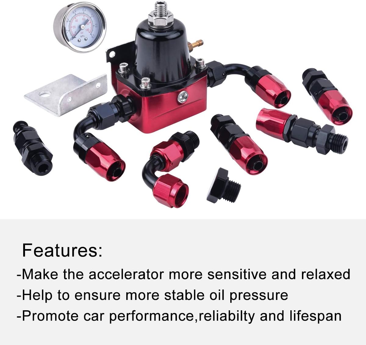 EVIL ENERGY 6AN Adjustable Fuel Pressure Regulator EFI Bypass Return 30-70psi Black&Red : Automotive