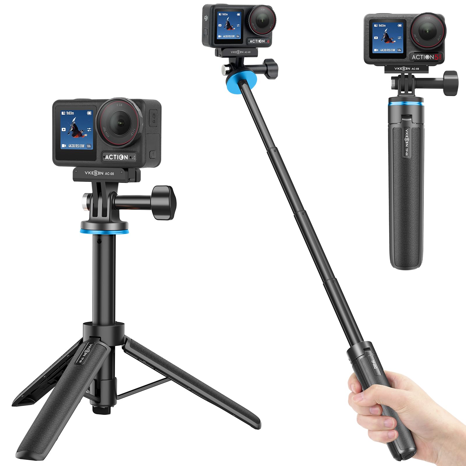 Amazon | DJI Osmo Action 5 Pro/4用 ミニ三脚/自撮り棒/一脚兼用 4