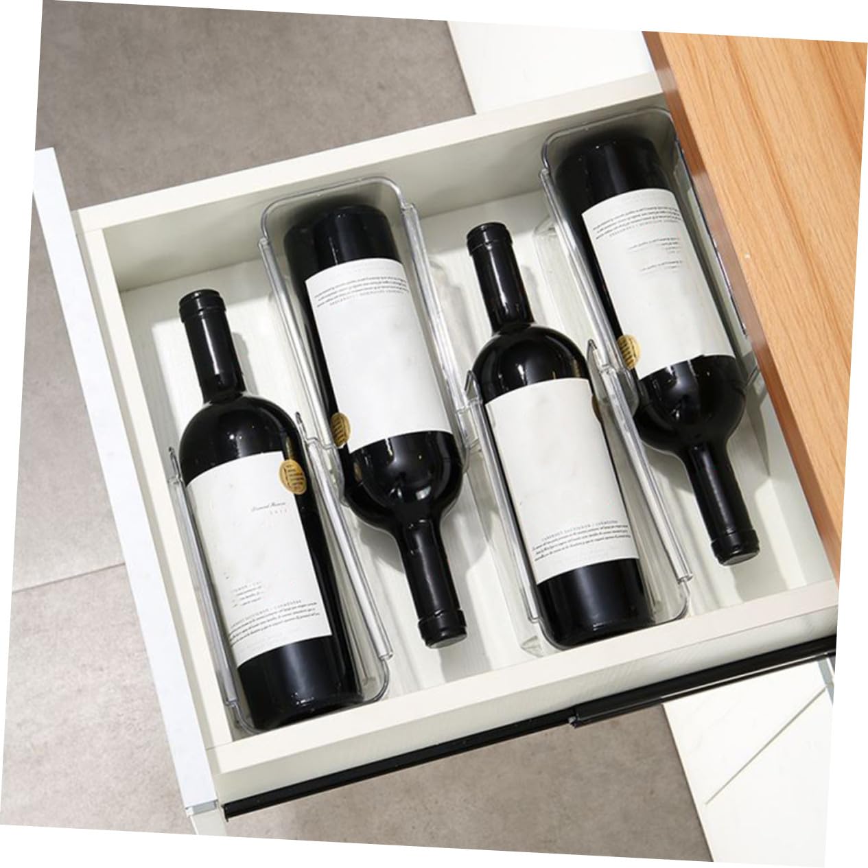 Didiseaon 4pezzi Portabottiglie Per Frigorifero in Pet Di Organizzazione e Stoccaggio Della Dispensa Piccolo Portabottiglie Per Esporre Vini Preferiti