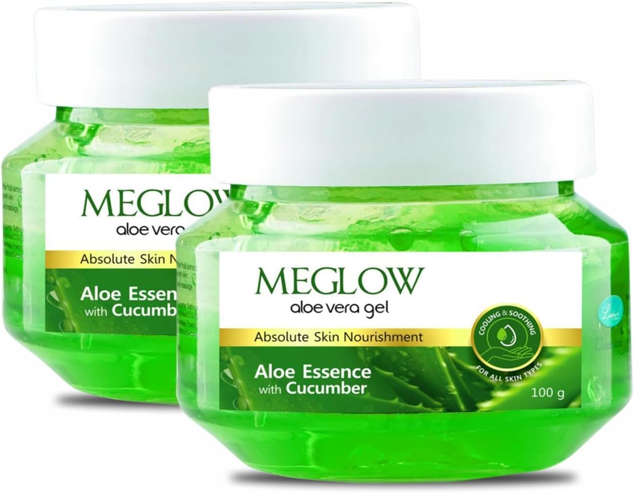 Meglow Aloevera Gel Jar Pack of 2 - Aloevera & Cucumber Ext. Hair & face Moisturizer for Dry Skin|| for Nourish & Healthy Skin