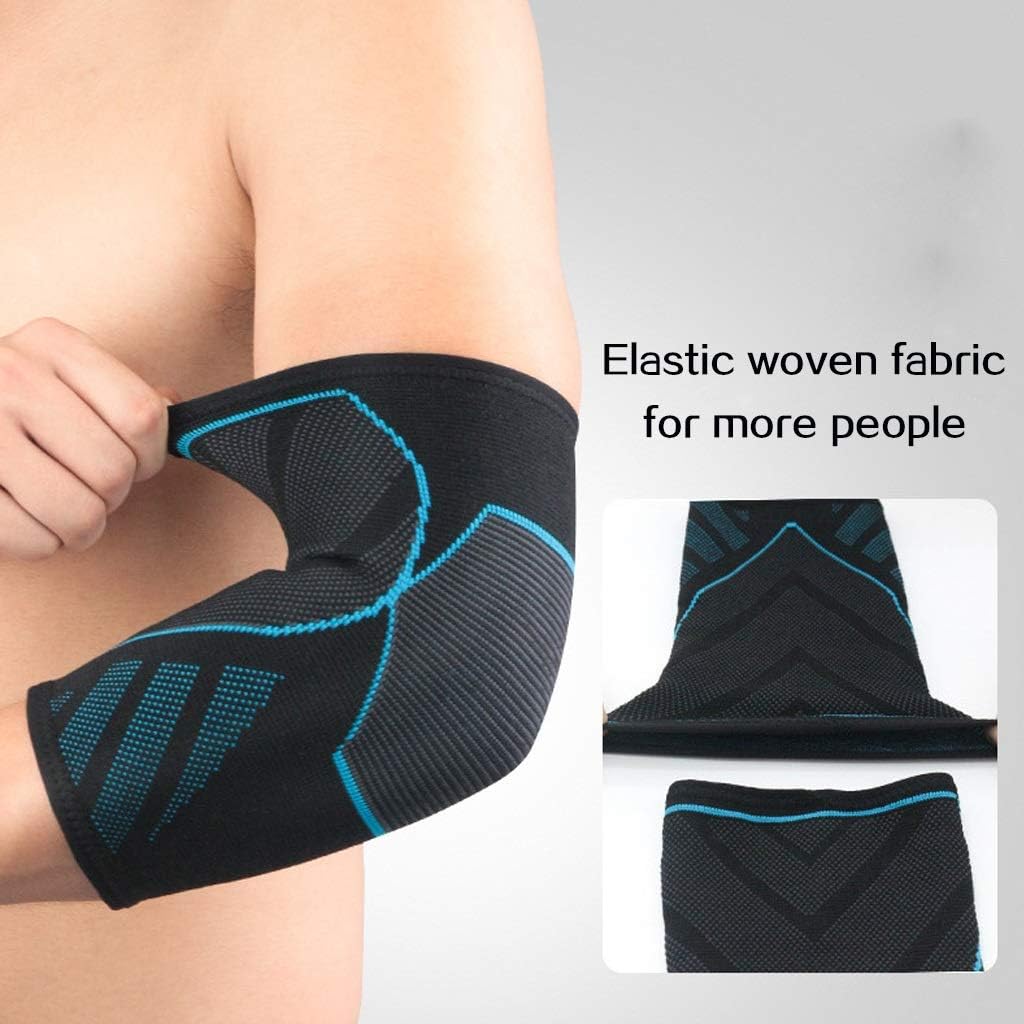 1 Pair Compression Elbow Support Pads Elastic Brace for Men Women Basketball Volleyball Fitness Protector Arm Sleeves(Blue,XL)