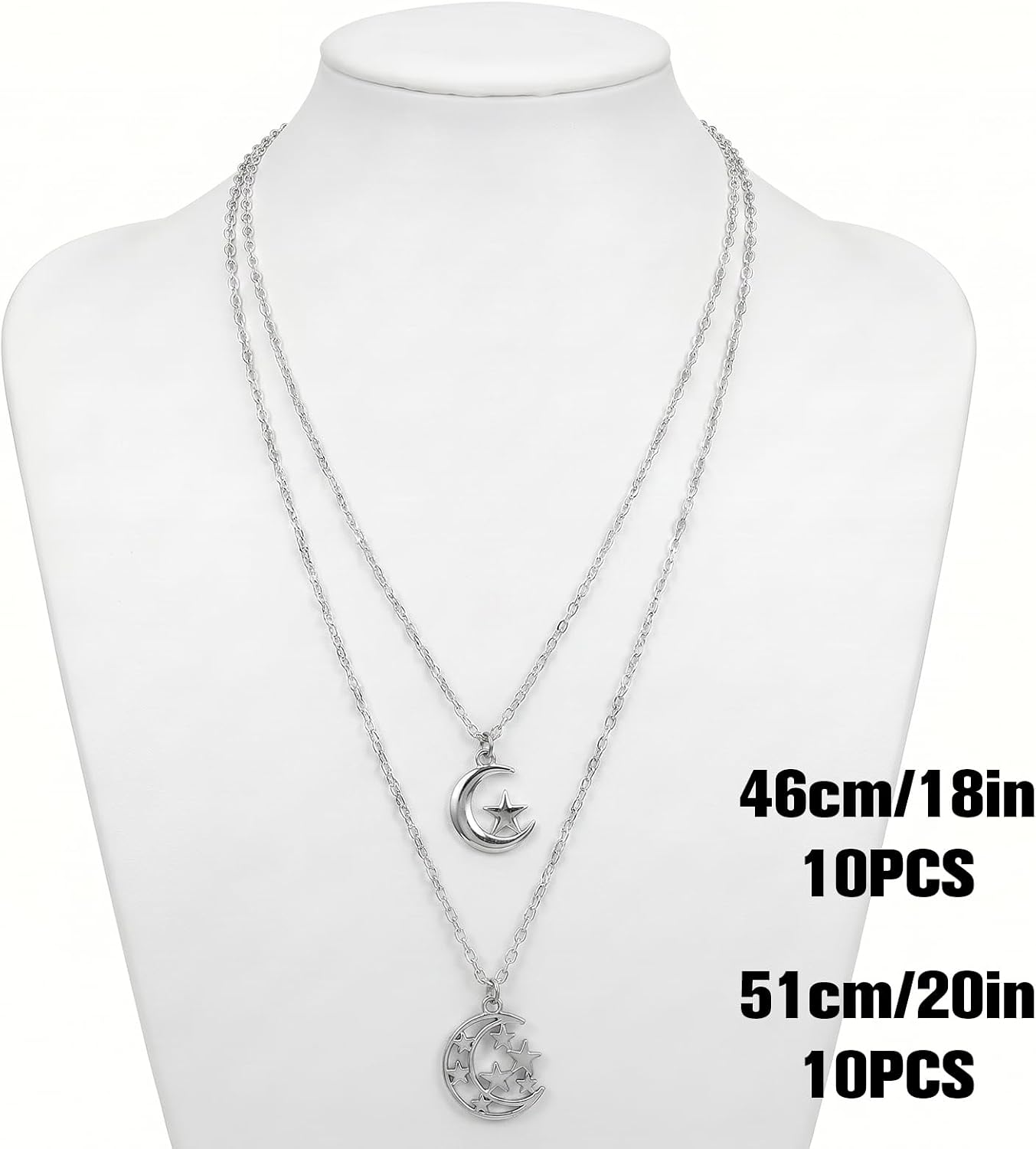 HJZHII 20 Pcs Necklace Chain Stainless Steel, Necklace Chain with Lobster Clasps for Jewelry Making Bulk Silver Chain Necklace Stainless Steel Link Cable Chains for Necklace Pendants Making(18+20inch)