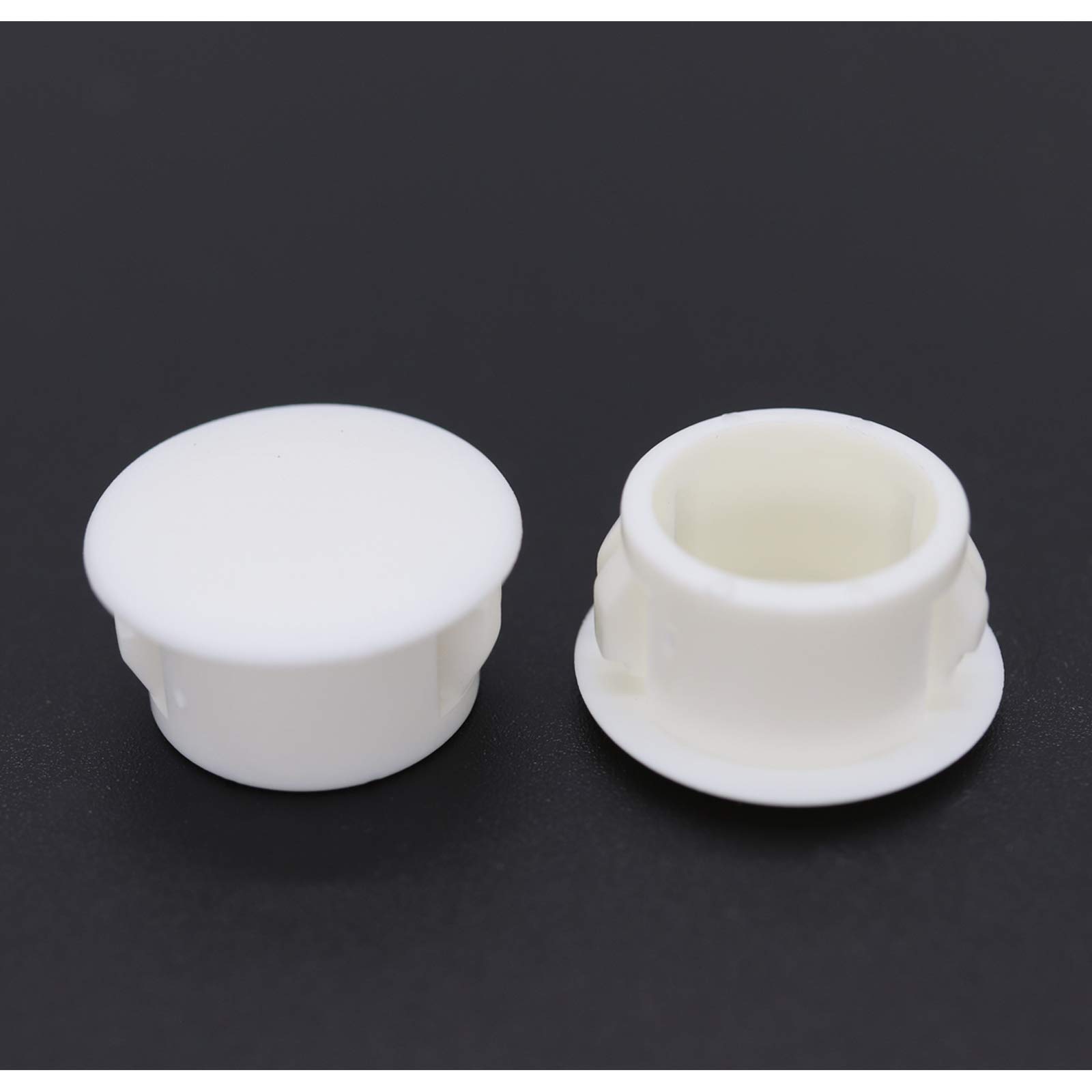 VictorsHome Hole Plugs Plastic 16mm (5/8") Fit for 15.5-16mm Diameter Locking Hole Tube Flush Type Panel Plugs Fastener Cover for Kitchen Cabinet Furniture Off White 50 Pcs