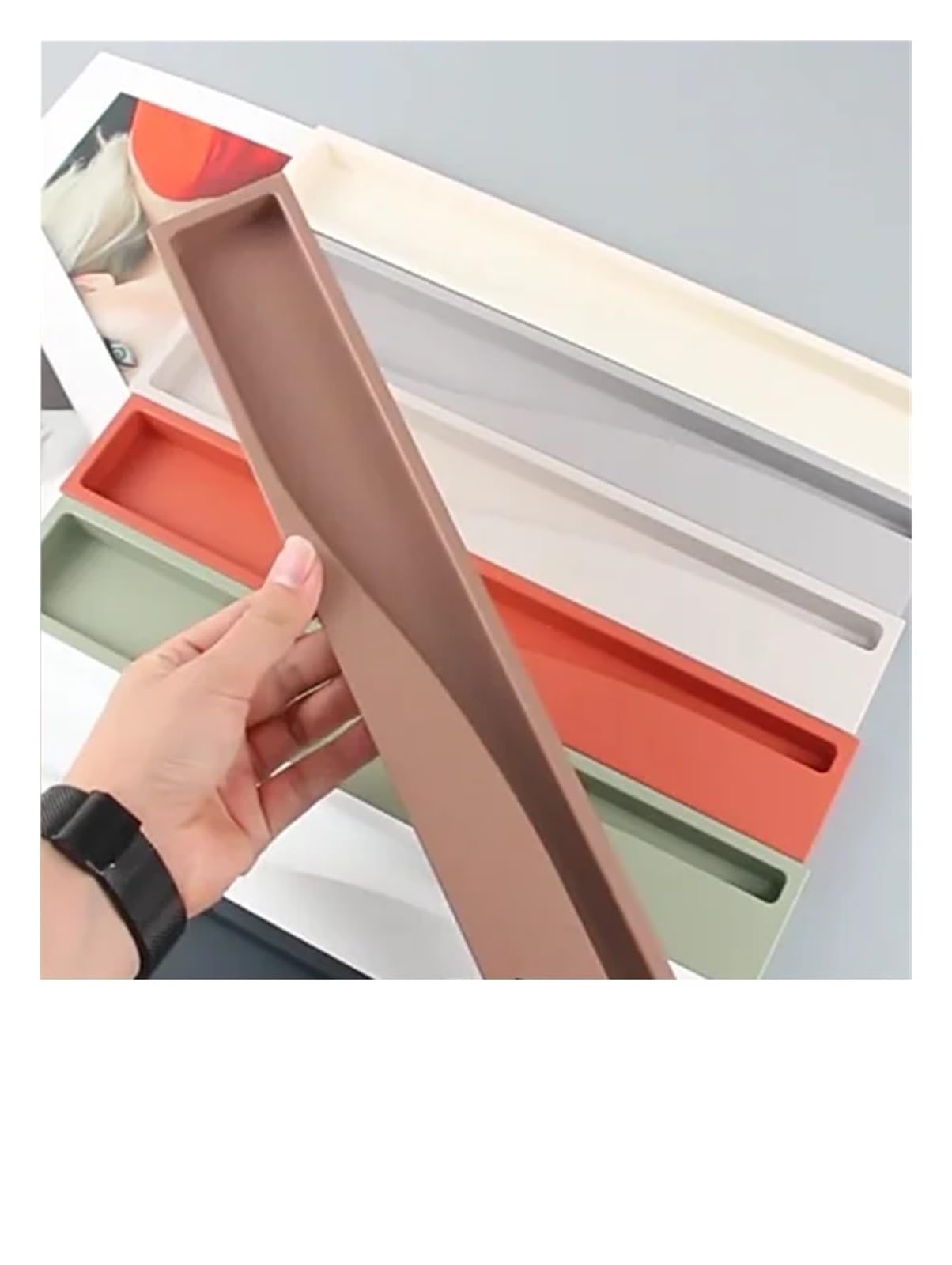 Mohuied Coffee Recessed Handle Wardrobe Embedded Handle Feel Cabinet Door Hidden Invisible Drawer(Coffee)