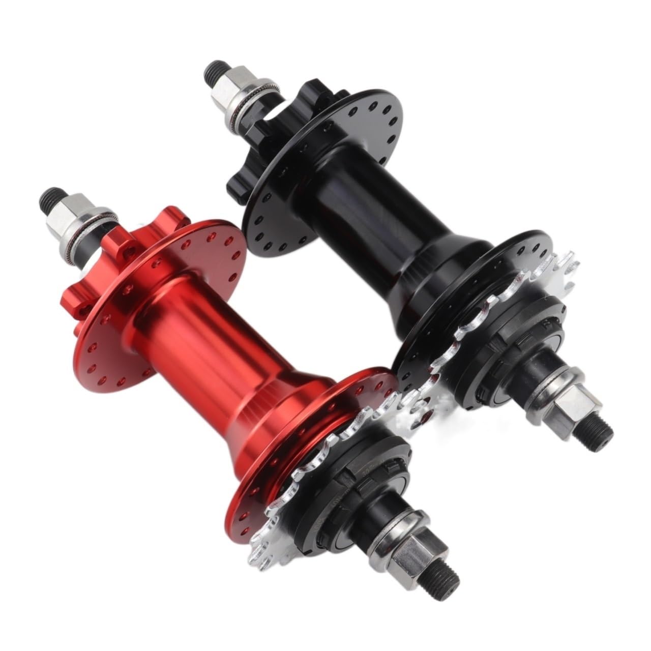 Serrages Et Blocages Rapides Vélo à Vitesse Unique 32 36 Trous 16 18T moyeux arrière de vélo BMX avec pignons et Contre-écrous Couleurs Noires(Red 32H 18T)