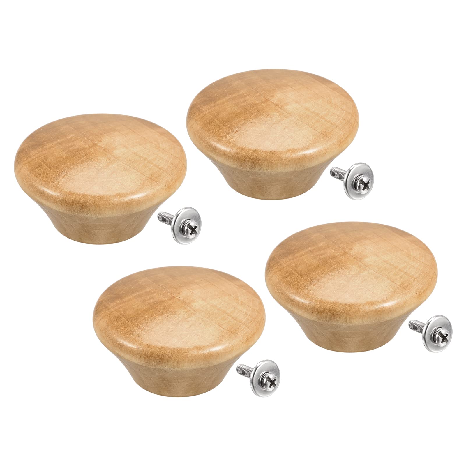 sourcing map Universal Solid Wood Pot Lid Knob, Replacement Knob 48x25mm for Pots and Pan, Pack of 4