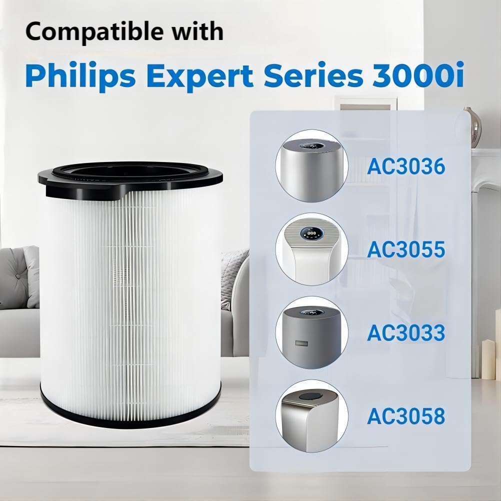 FY3430/30 Filtr wymienny FY3430 w połączeniu z materiałem HEPA, kompatybilny z serią Philips Expert 3000i, zastępuje filtr oczyszczacza powietrza AC3033/AC3036/AC3039/AC3055/AC3058/AC3059