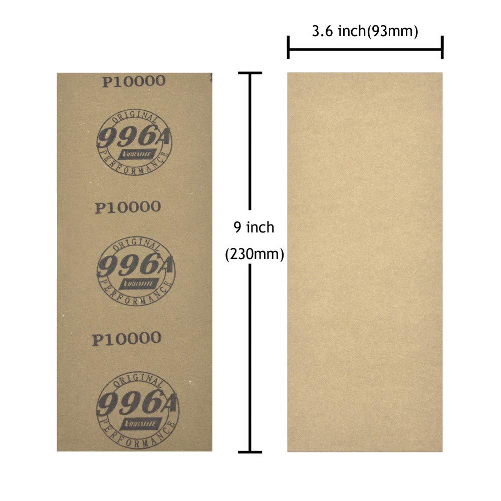 9x3.6 pouces papier abrasif étanche sec et humide 320 à 10000 support de papier abrasif à grains assortis pour bois bijoux en plastique polissage des métaux