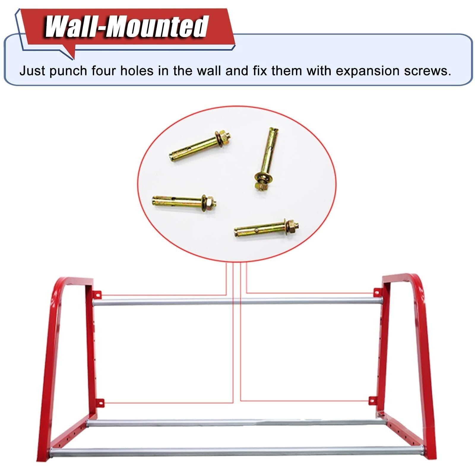 Supporto per Pneumatici da Parete, Porta Pneumatici con Barra Trasversale Regolabile, può Contenere 4 Pneumatici per casa, Garage, Appartamento