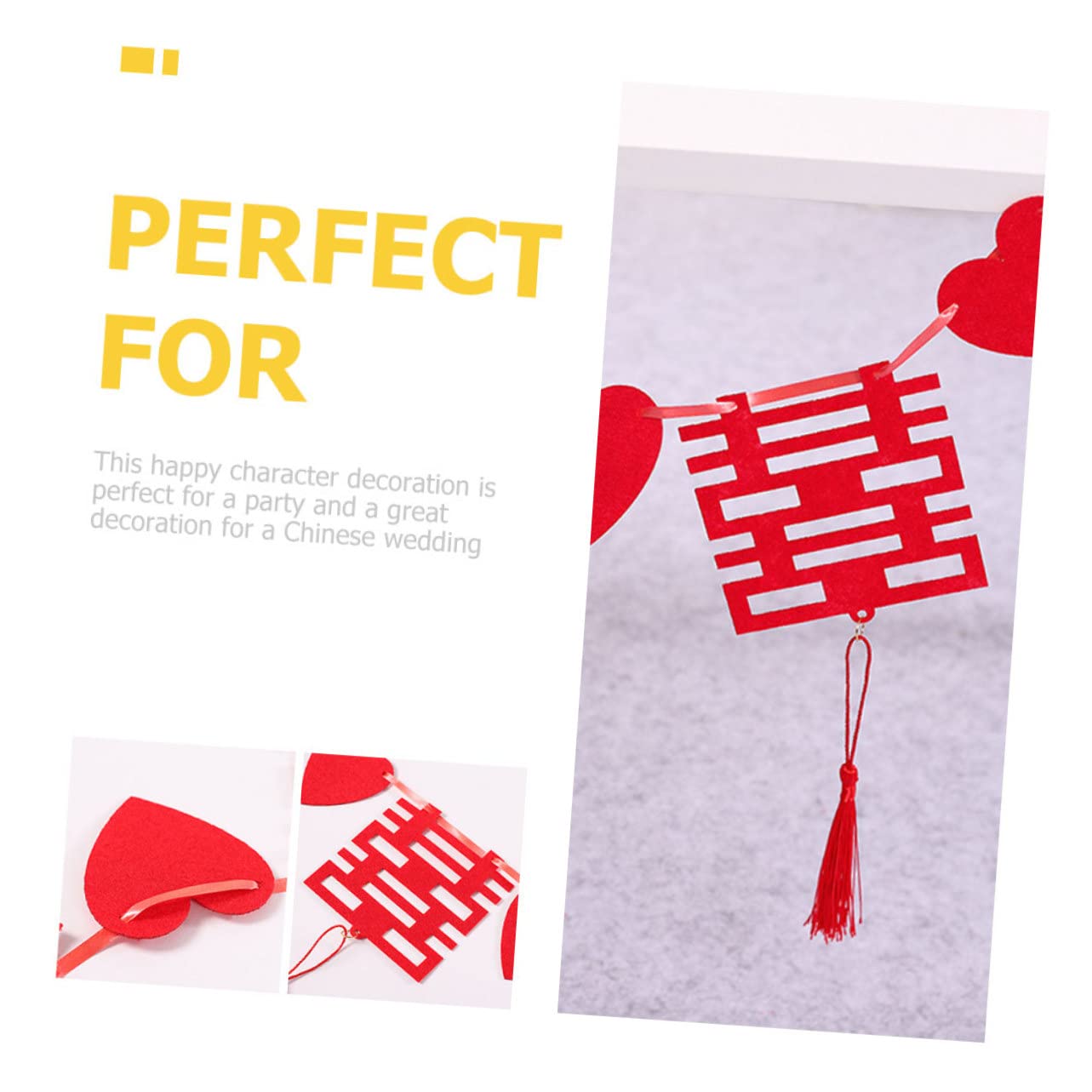 Abaodam 10juegos Decoración De Pared para Bodas De Adornos Forma De Carácter XI Decoraciones para Salones y Habitaciones De Boda Brillante para Celebraciones Chinas y Nuevas Casas