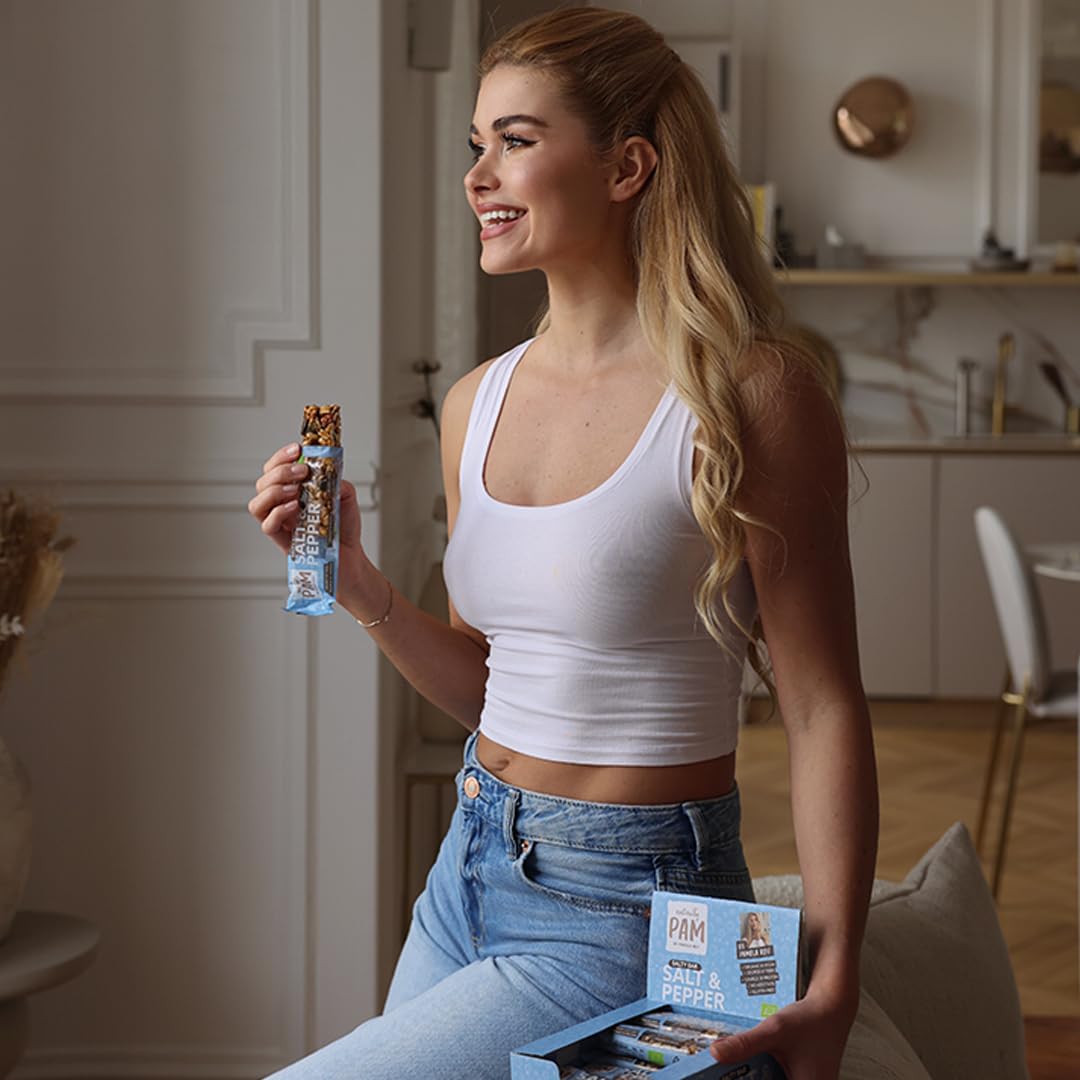 Naturally Pam Salty Bar (bio) | 100% Natürliche Zutaten | Ohne Zusatz von Zucker | Vegan | Glutenfrei & Ohne Milch | 12 x 40g Salt & Pepper