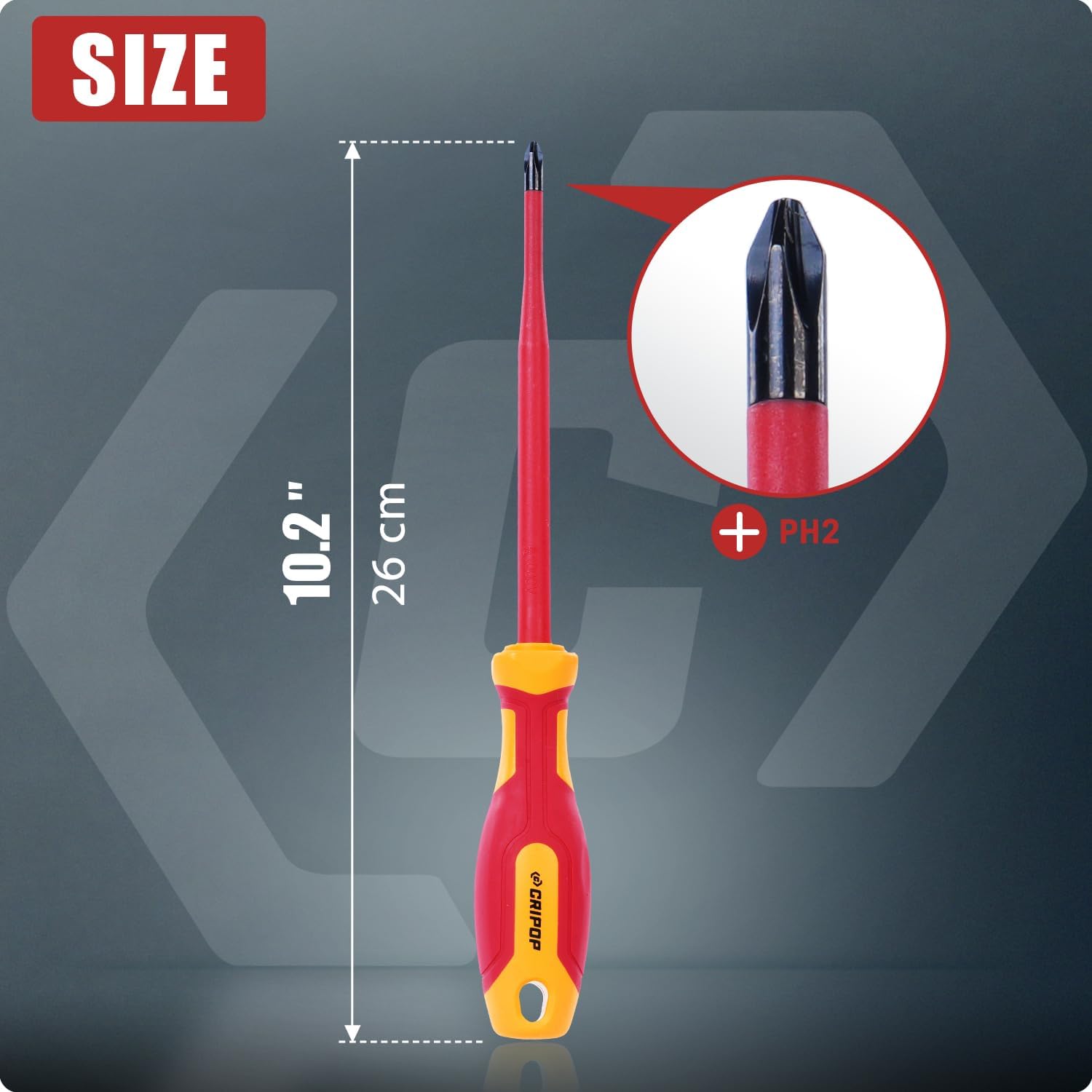 Insulated Phillips Screwdrivers, 1000V Insulated #2 Phillips Tip Screwdriver with 6" Shaft, Magnetic Tip, Slim Tip Design for Tight Spaces