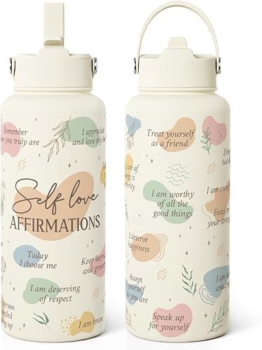 Miniatura 2 de Regalos de inspiración para mujeres y niñas, botella de agua inspiradora de acero inoxidable de 32 onzas con tapa, botellas aisladas, idea de regalo