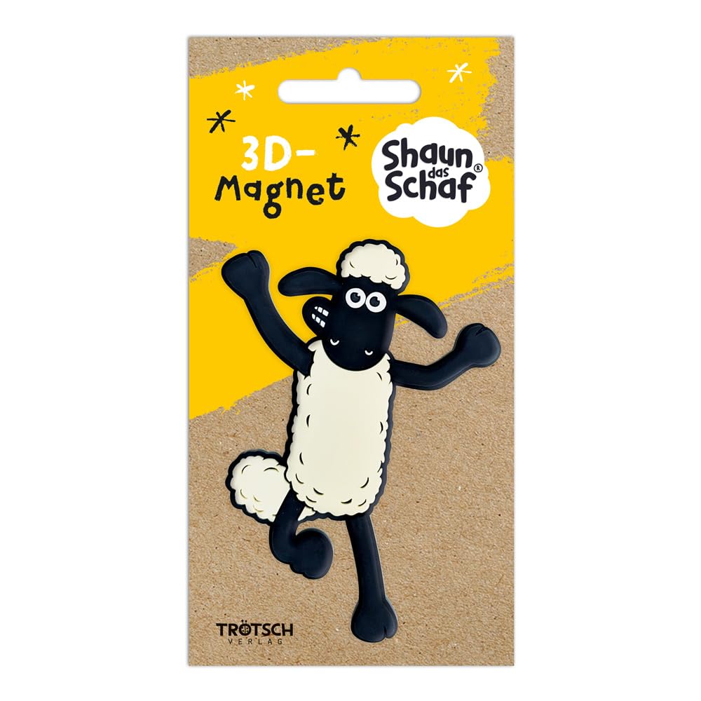 Trötsch Shaun das Schaf 3D-Magnet stehend: Magnet für Kühlschrank Whiteboards oder Büroschränke