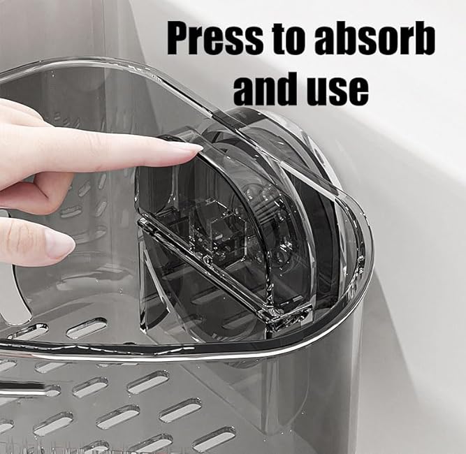 Suction Cup Sink Corner Rack, Plastic Sink Storage Rack Holder, Triangular Sinks Basket, Food Waste Catcher for Sink with Fine Mesh Drain Hole, for Kitchen and Bathroom,All