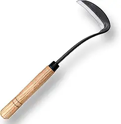 SHANFEEK Foice de grama enxada japonesa ferramenta manual de jardim ferramentas de remoção de ervas daninhas para jardim aço de alta resistência com cabo de madeira maciça (cinza)