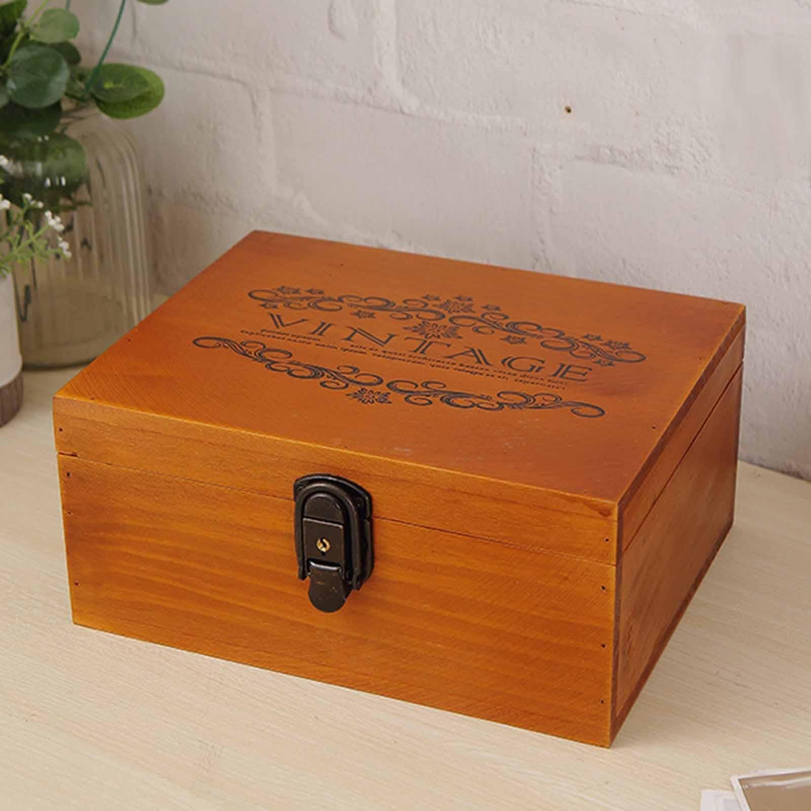 Harilla Organizador de Almacenamiento de la Caja de Recuerdo de Madera para Libros de joyería Caja de baratijas de joyería Decorativa compacta para, 25x19.5x11.7cm