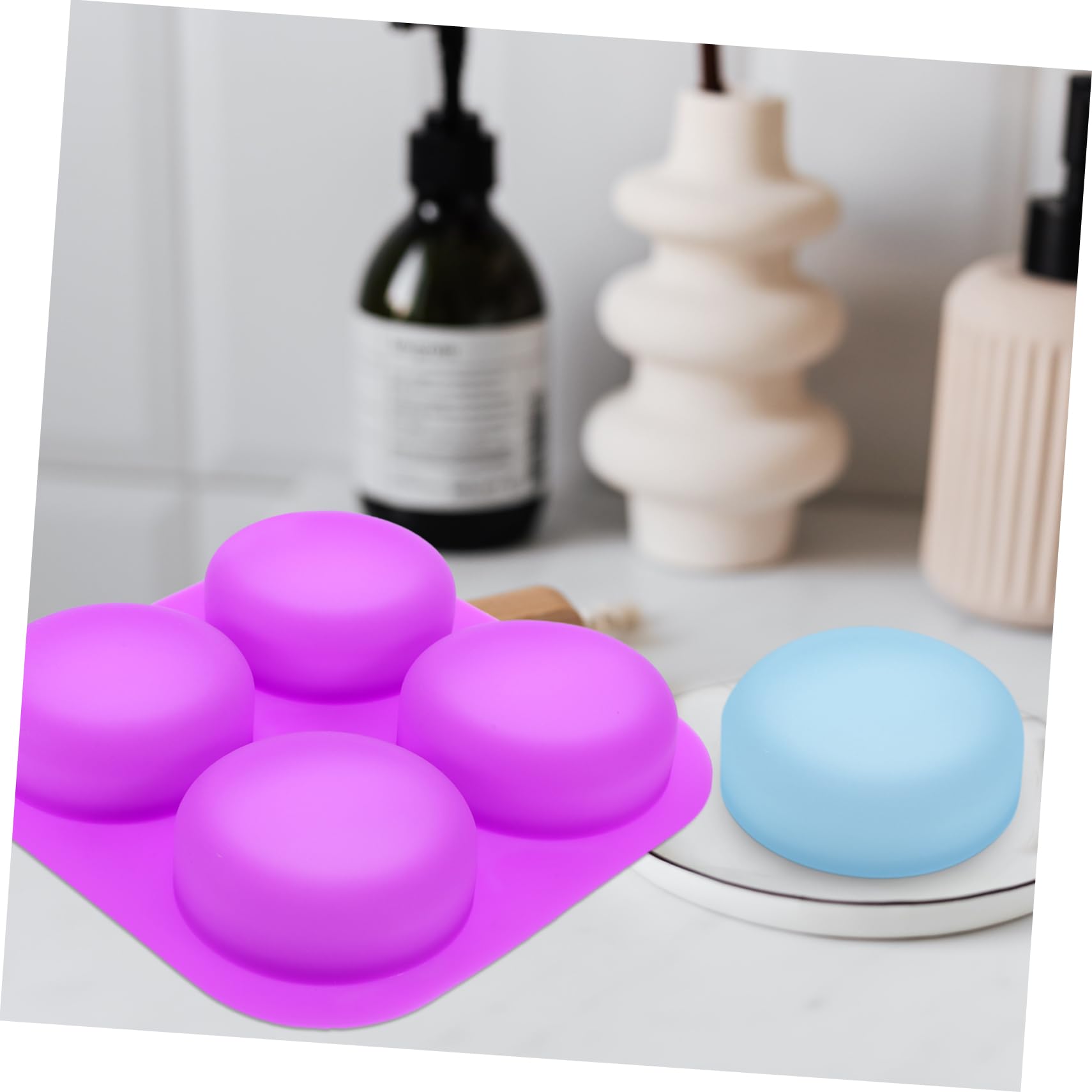 Operitacx 5 Ensembles Moule À En Silicone Distributeur De Moussant Porte- Produit Vaisselle En Barre Maison Fait Gel De Silice Violet,mauve 2 Pièces * 5