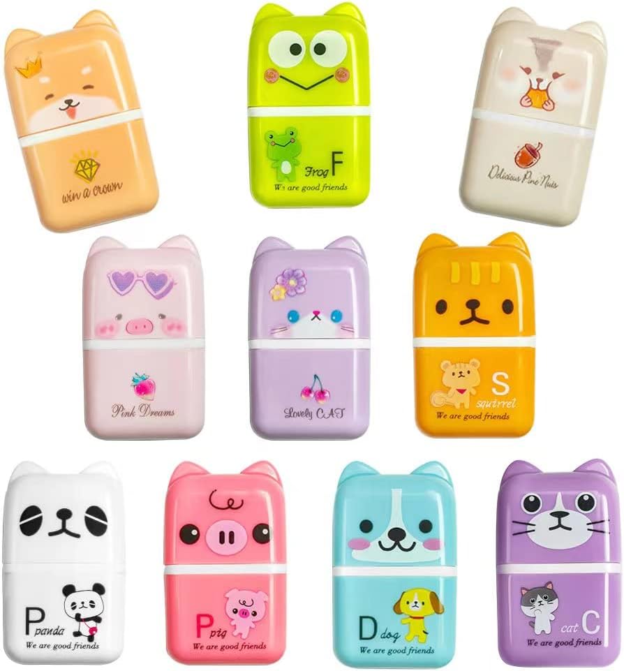 6 Pcs Cute Pencil Eraser, Cartoon Animal Themed Roller Colorful Rectangle Eraser Pencil Rubber Erasers For Kids School Office Supply Stationery