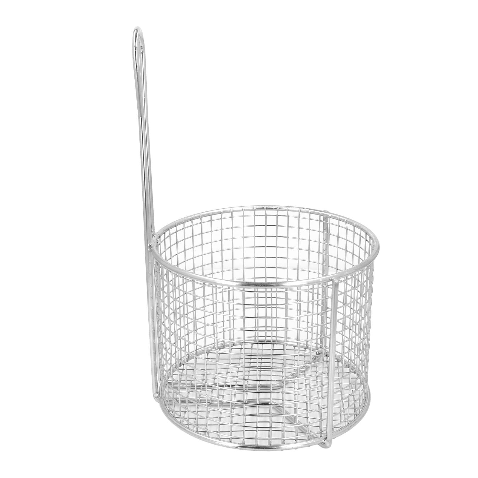 Cryfokt Cesta para Freír Redonda de Acero Inoxidable Precisa, Segura y Resistente para Freír y Servir Alimentos, con Asa para Utensilios de Cocina Domésticos (Malla escasa)