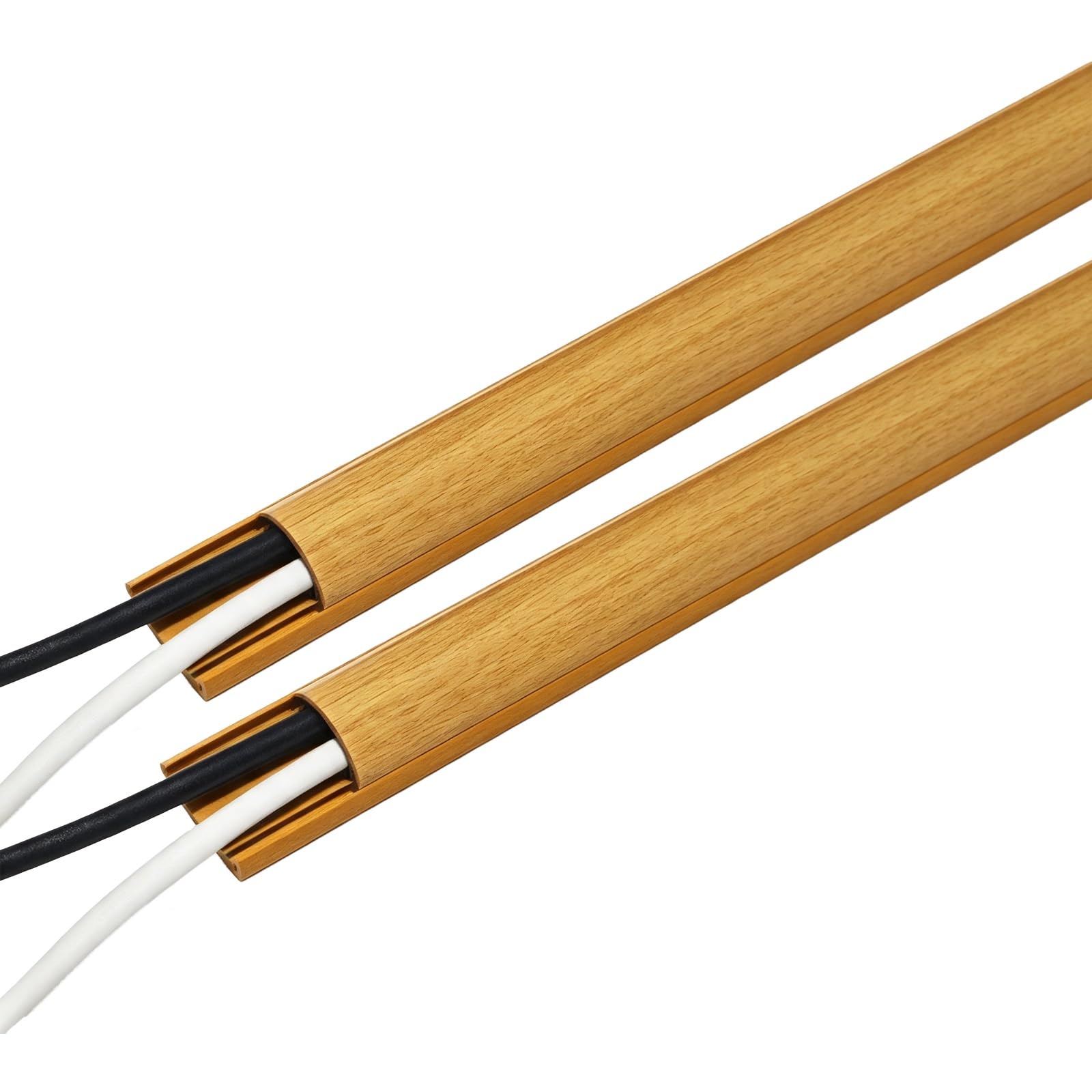 Ocultador de Cables con Efecto Madera 1/2/3 Piezas, Canaleta | Autoadhesiva, Sin Necesidad de Dañar la Pared, Protege los Cables y Mejora la Seguridad, Personalizable(2 pcs,Model C)