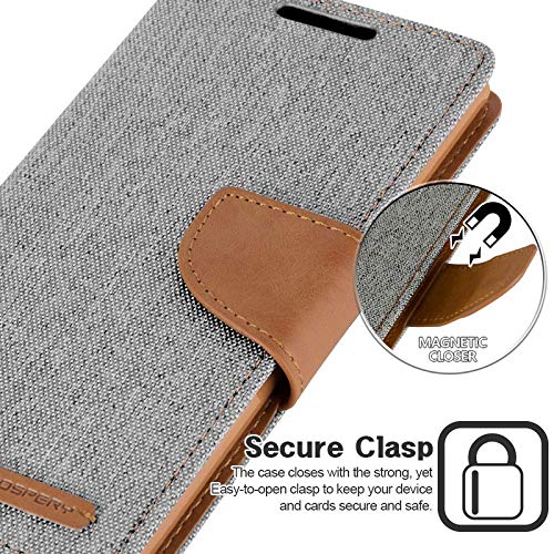 Image of ClickCase Canvas Series for Motorola Edge 60 Pro Cloth & Pu Leather Wallet Flip Case Kick Stand Magnetic Closure Flip Cover for Motorola Edge 60 Pro (Grey)